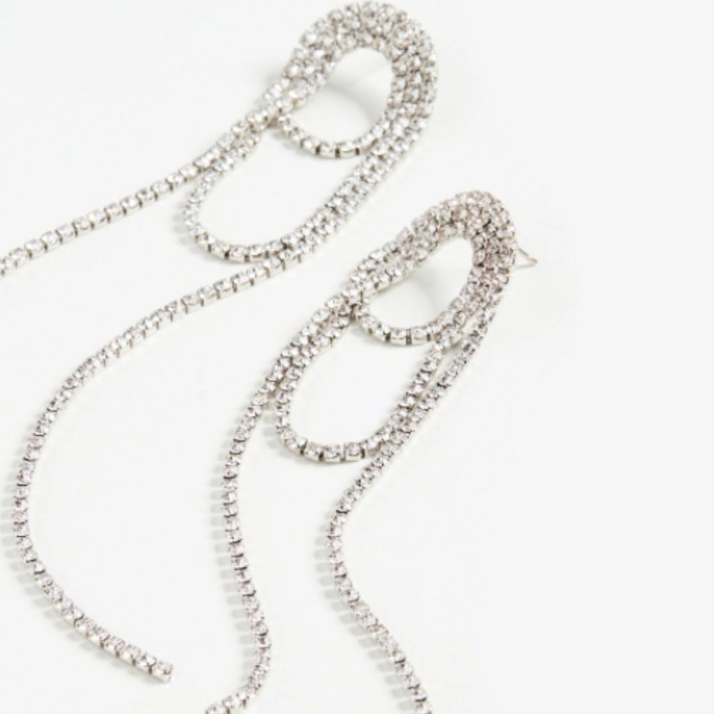 Anthropologie Shashi "Vroom" Long Rhinestone Earrings
